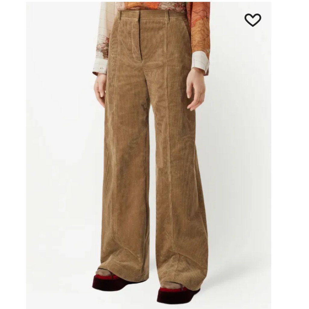 Nwt Burberry 2022 Wide Leg Corduroy Trousers
